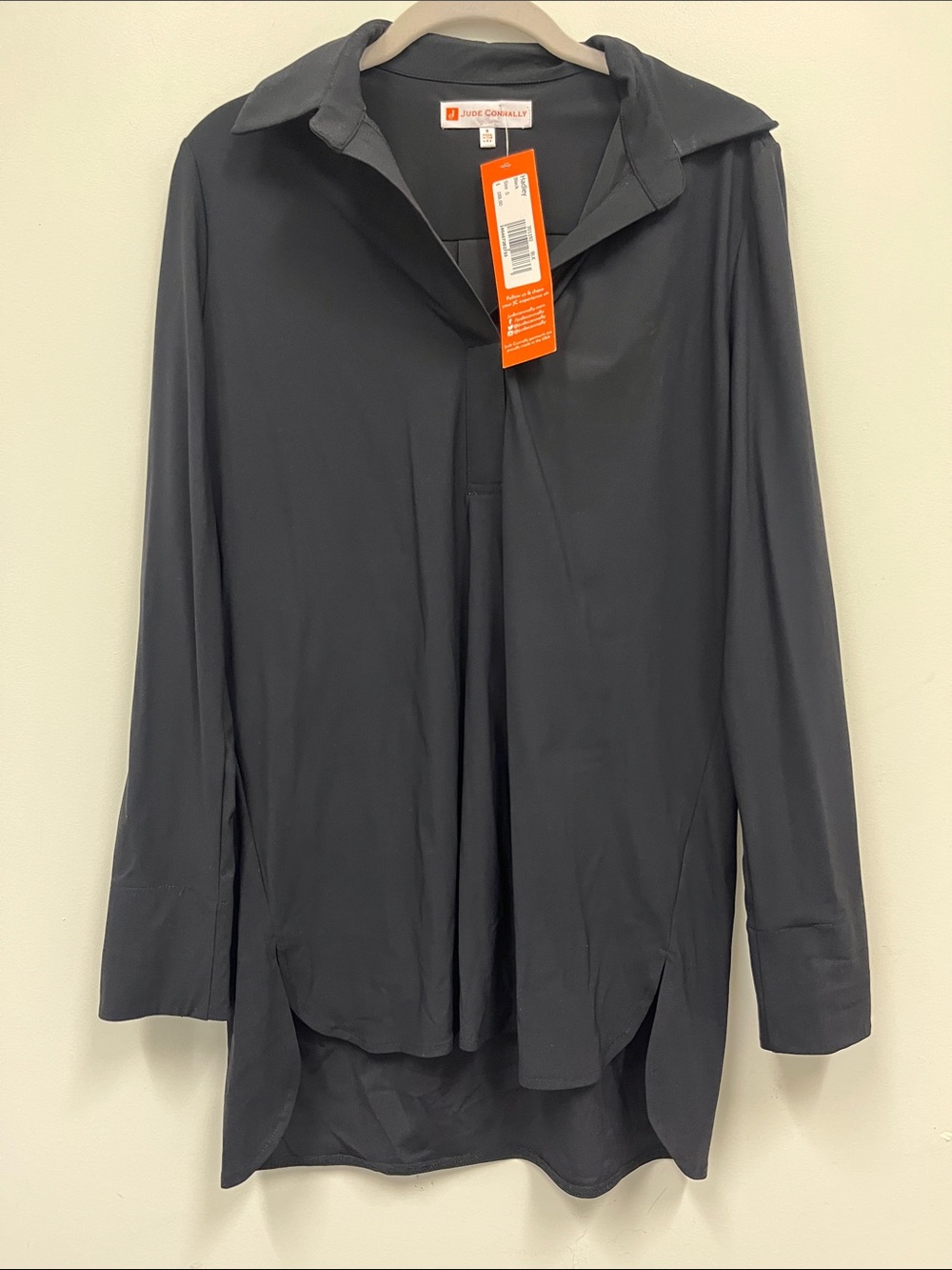 NWT Jude Connally "Hadley" Black Long-Sleeve Collared Tunic size Small